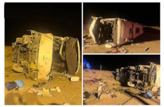 تصادف مرگبار اتوبوس اصفهان - مشهد در نطنز