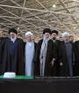 رهبری بر پیکر آیت‌الله هاشمی‌رفسنجانی نماز اقامه می‌کنند
