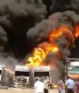 شش تریلی حامل سوخت در کرمانشاه آتش گرفت